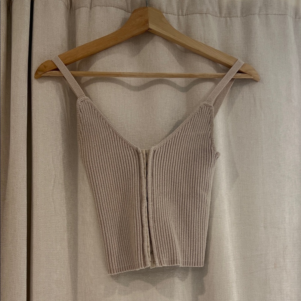 Zara Cream Ribbed Knit Top